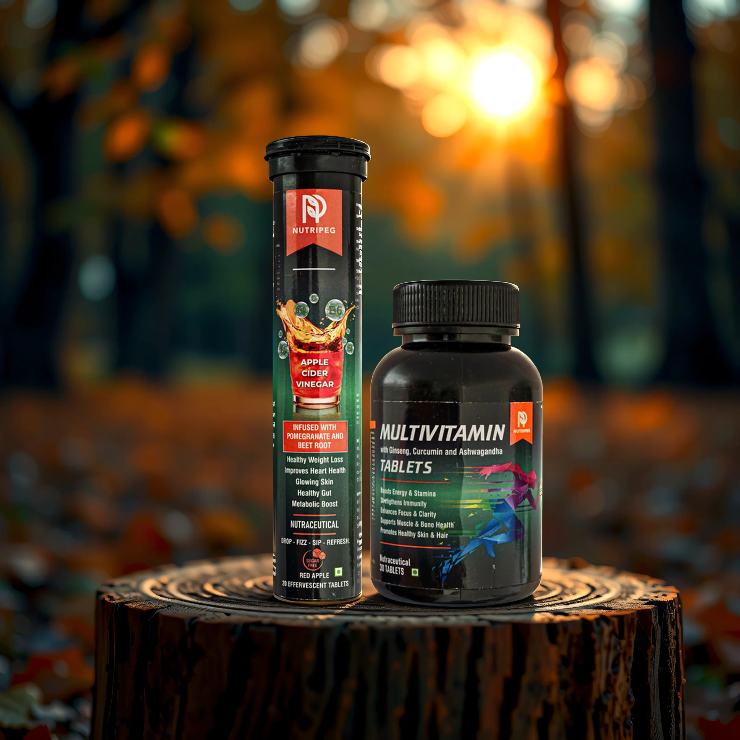 NutriPeg Daily Wellness Combo | Apple Cider Vinegar + Multivitamin Tablets