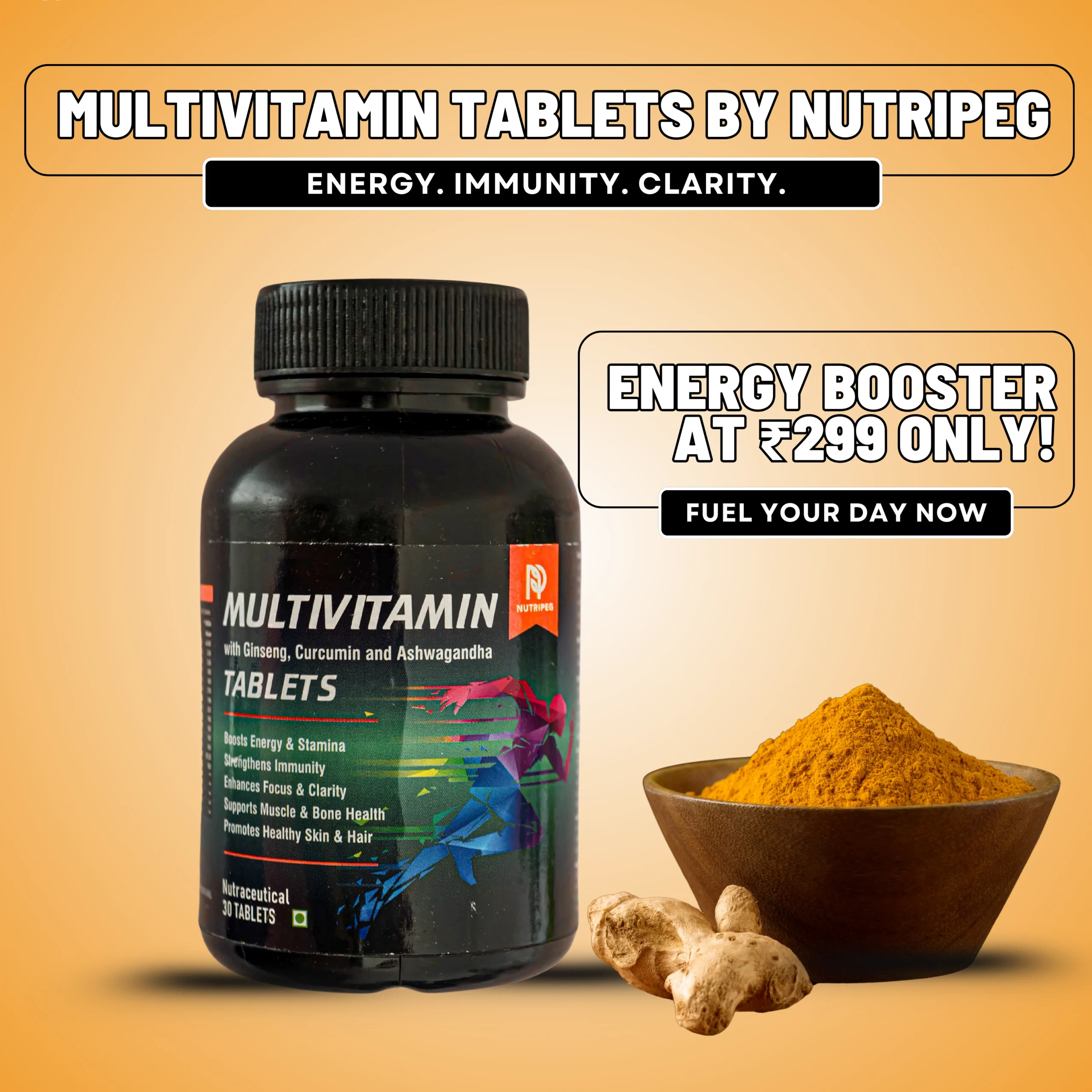 Nutripeg Multivitamin Tablets | Enriched with Ashwagandha & Ginseng